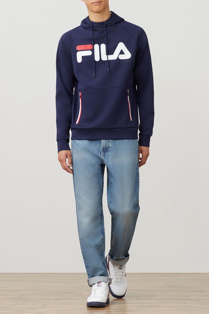 Fila Hoodie Ezra Mens Navy - India VMH-954786